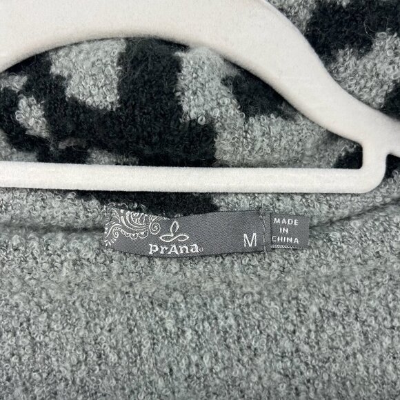Prana Alberta Reversible Sweater Women M Black Gray Abstract Open Front Cardigan - Picture 4 of 14